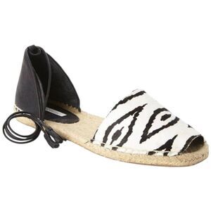 Cynthia Vincent Espadrille Calf Fur Peep-Toe D'Orsay Sandals Shoes Size US 9